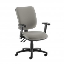 High Back Operator Chair | Slip Grey | Made to Order | Folding Arms | Senza