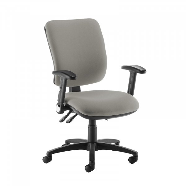High Back Operator Chair | Slip Grey | Made to Order | Folding Arms | Senza