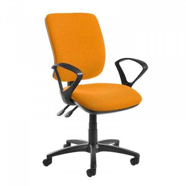High Back Operator Chair | Solano Yellow | Made to Order | Fixed Loop Arms | Senza