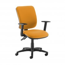 High Back Operator Chair | Solano Yellow | Made to Order | Height Adjustable Arms | Senza