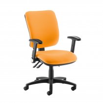 High Back Operator Chair | Solano Yellow | Made to Order | Folding Arms | Senza