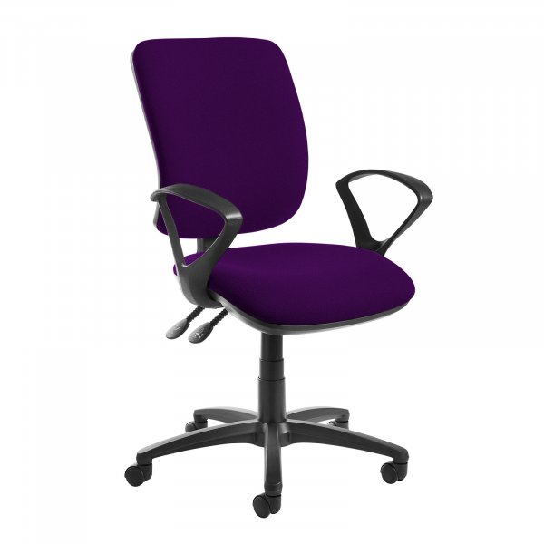 High Back Operator Chair | Tarot Purple | Made to Order | Fixed Loop Arms | Senza