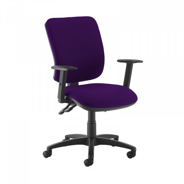 High Back Operator Chair | Tarot Purple | Made to Order | Height Adjustable Arms | Senza