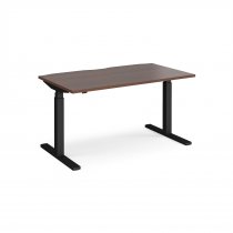 Straight Sit-Stand Desk | 1400 x 800mm | Black Frame | Walnut Top | Elev8 Touch