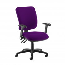 High Back Operator Chair | Tarot Purple | Made to Order | Folding Arms | Senza