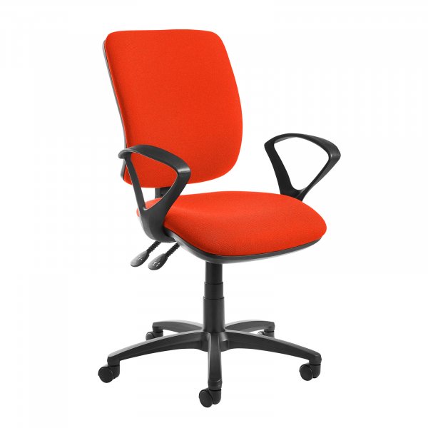 High Back Operator Chair | Tortuga Orange | Made to Order | Fixed Loop Arms | Senza