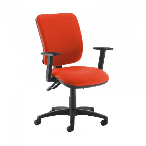 High Back Operator Chair | Tortuga Orange | Made to Order | Height Adjustable Arms | Senza