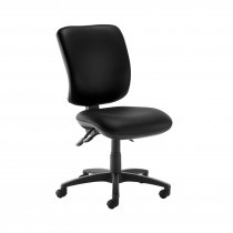 High Back Operator Chair | Nero Black Vinyl | Made to Order | No Arms | Senza
