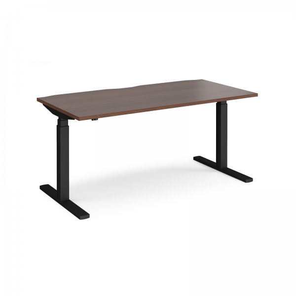 Straight Sit-Stand Desk | 1600 x 800mm | Black Frame | Walnut Top | Elev8 Touch