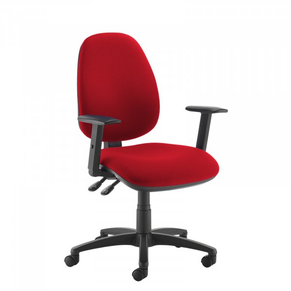 High Back Operator Chair | Belize Red | Made to Order | Height Adjustable Arms | Jota