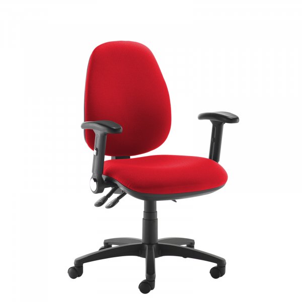 High Back Operator Chair | Belize Red | Made to Order | Folding Arms | Jota