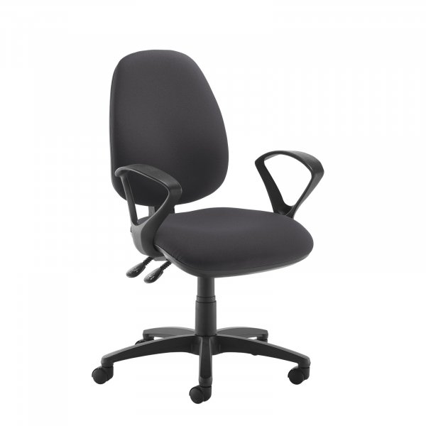 High Back Operator Chair | Blizzard Grey | Made to Order | Fixed Loop Arms | Jota