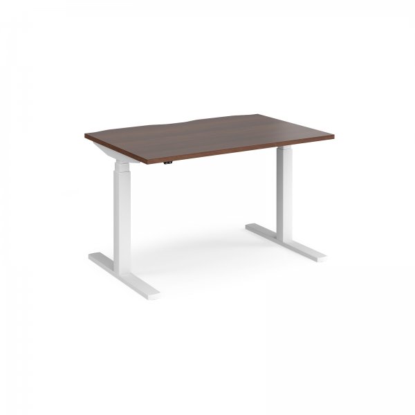 Straight Sit-Stand Desk | 1200 x 800mm | White Frame | Walnut Top | Elev8 Touch