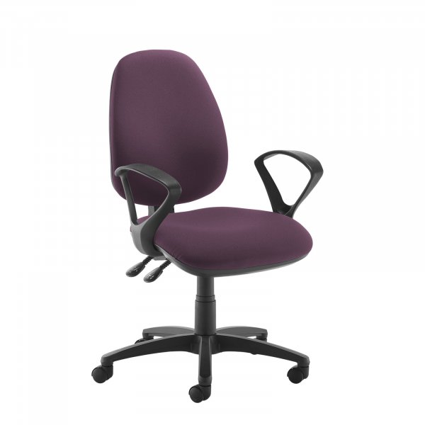 High Back Operator Chair | Bridgetown Purple | Made to Order | Fixed Loop Arms | Jota