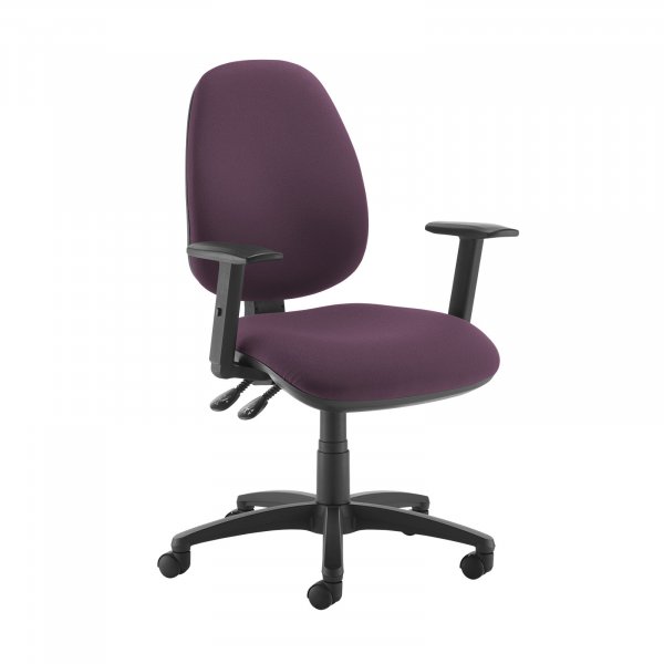 High Back Operator Chair | Bridgetown Purple | Made to Order | Height Adjustable Arms | Jota