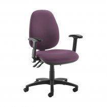 High Back Operator Chair | Bridgetown Purple | Made to Order | Folding Arms | Jota