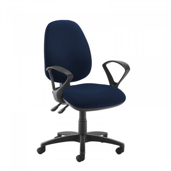 High Back Operator Chair | Costa Blue | Made to Order | Fixed Loop Arms | Jota