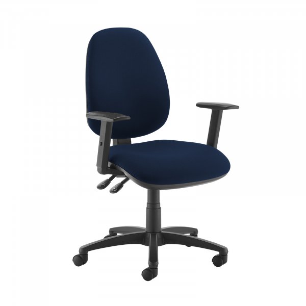 High Back Operator Chair | Costa Blue | Made to Order | Height Adjustable Arms | Jota