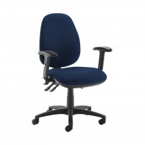 High Back Operator Chair | Costa Blue | Made to Order | Folding Arms | Jota