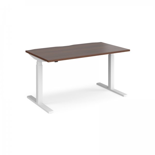 Straight Sit-Stand Desk | 1400 x 800mm | White Frame | Walnut Top | Elev8 Touch