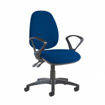 High Back Operator Chair | Curaco Blue | Made to Order | Fixed Loop Arms | Jota
