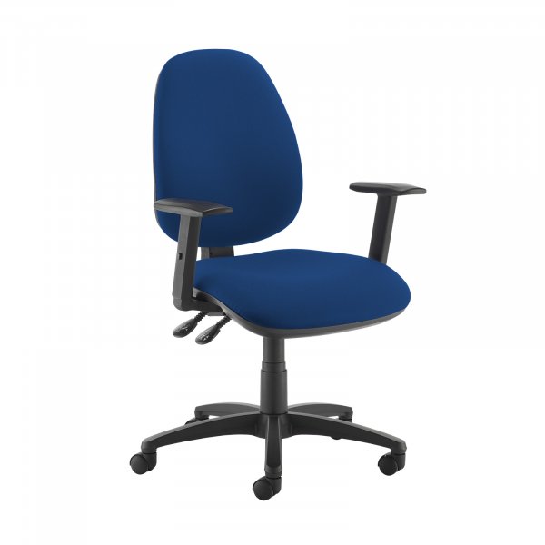 High Back Operator Chair | Curaco Blue | Made to Order | Height Adjustable Arms | Jota