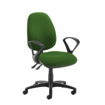 High Back Operator Chair | Lombok Green | Made to Order | Fixed Loop Arms | Jota