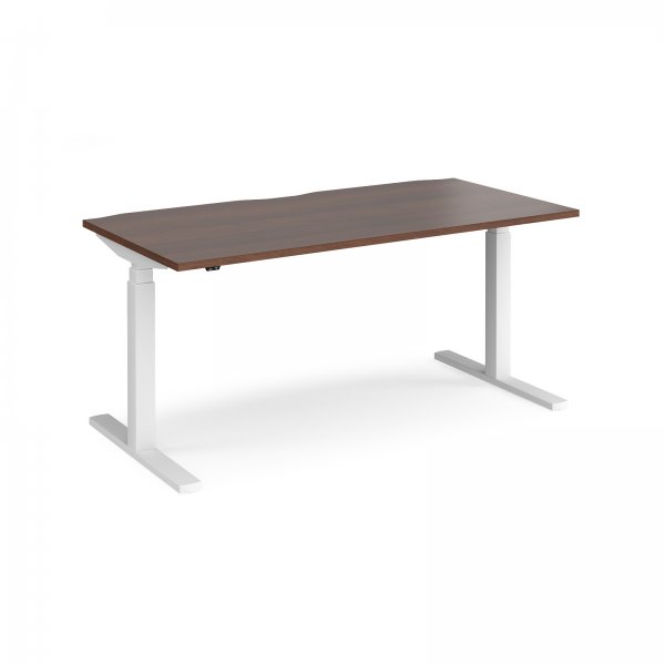 Straight Sit-Stand Desk | 1600 x 800mm | White Frame | Walnut Top | Elev8 Touch