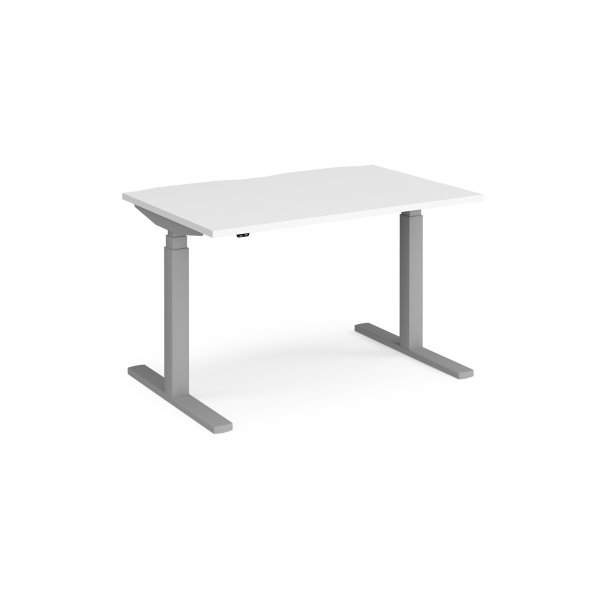 Straight Sit-Stand Desk | 1200 x 800mm | Silver Frame | White Top | Elev8 Touch