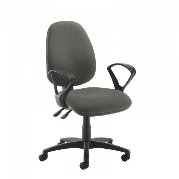High Back Operator Chair | Slip Grey | Made to Order | Fixed Loop Arms | Jota
