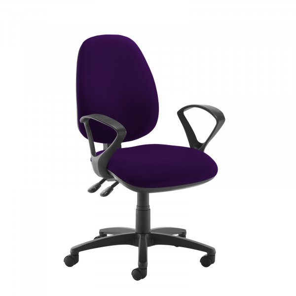 High Back Operator Chair | Tarot Purple | Made to Order | Fixed Loop Arms | Jota