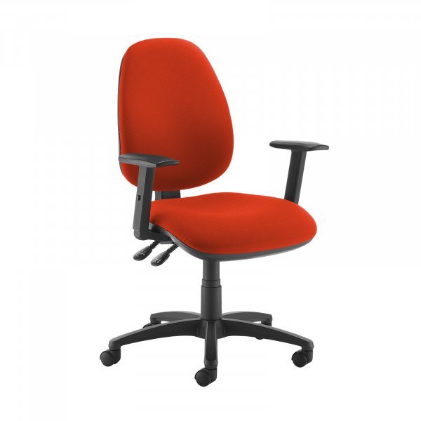 High Back Operator Chair | Tortuga Orange | Made to Order | Height Adjustable Arms | Jota