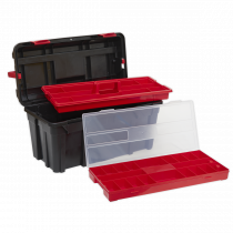 Toolbox | Locking Carry Handle | 290h x 580w x 285d mm | Black & Red | Sealey