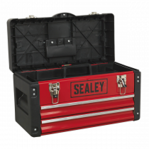 Heavy Duty Toolbox | 2 Drawers | 300h x 500w x 255d mm | Black & Red | Sealey