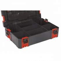 Stackable ABS Toolbox | Small | 6 Dividers | 130h x 445w x 310d mm | Black & Red | Sealey