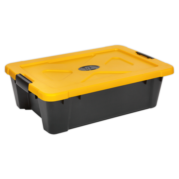 Nesting & Stacking Plastic Storage Box | 27L | 185h x 600w x 400d mm | Black & Yellow | Sealey