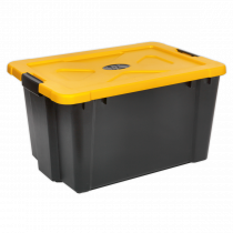 Nesting & Stacking Plastic Storage Box | 54L | 335h x 600w x 400d mm | Black & Yellow | Sealey