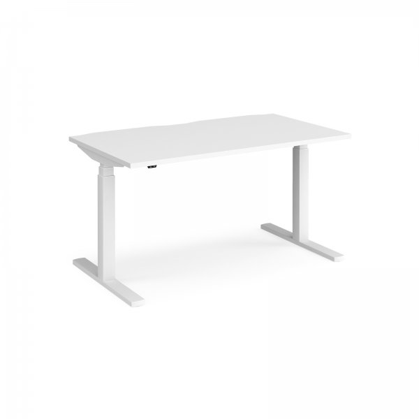 Straight Sit-Stand Desk | 1400 x 800mm | White Frame | White Top | Elev8 Touch