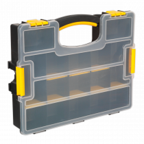 Stackable Parts Storage Case | Removable Compartments | 67h x 370w x 280d mm| Black & Yellow | Sealey
