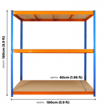 Ultra Heavy Duty Storage Racking | 1800h x 1800w x 600d mm | 350kg Max Weight per Shelf | 3 Levels