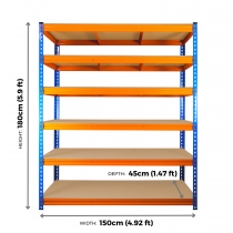 Ultra Heavy Duty Storage Racking | 1800h x 1500w x 450d mm | 350kg Max Weight per Shelf | 6 Levels