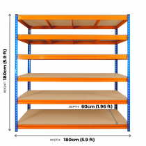 Ultra Heavy Duty Storage Racking | 1800h x 1800w x 600d mm | 350kg Max Weight per Shelf | 6 Levels
