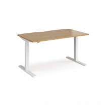 Straight Sit-Stand Desk | 1400 x 800mm | White Frame | Oak Top | Elev8 Touch
