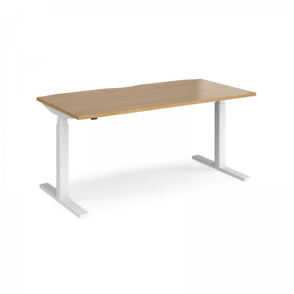 Straight Sit-Stand Desk | 1600 x 800mm | White Frame | Oak Top | Elev8 Touch