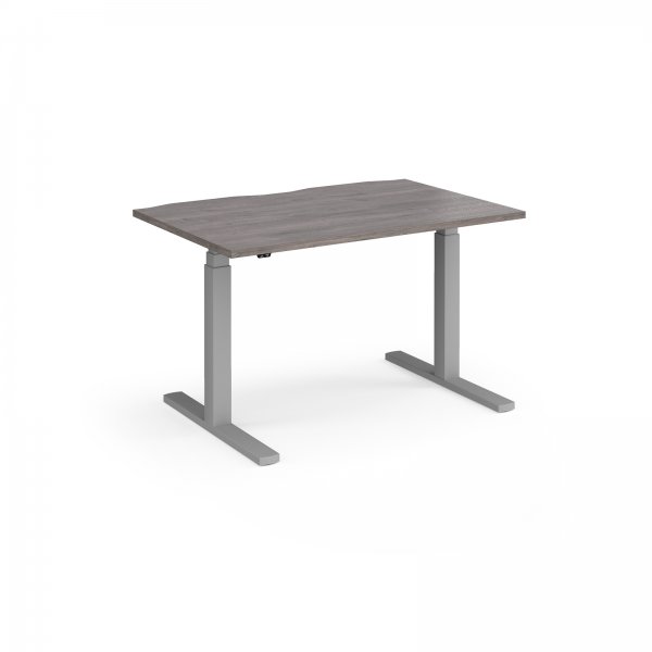 Straight Sit-Stand Desk | 1200 x 800mm | Silver Frame | Grey Oak Top | Elev8 Touch