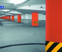 TRAFFIC-LINE Column Impact Protection Pad | For Round Columns | Rectangular Shape | 200mm x 500mm | 20m Thick | Yellow/Black