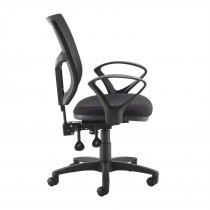 High Mesh Back Operator Chair | Black Seat | Fixed Loop Arms | Altino