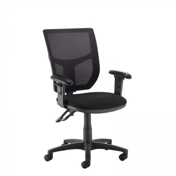 High Mesh Back Operator Chair | Black Seat | Height Adjustable Arms | Altino