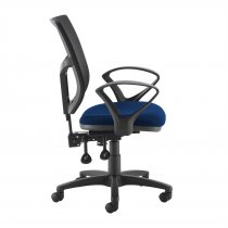 High Mesh Back Operator Chair | Blue Seat | Fixed Loop Arms | Altino