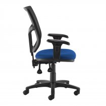High Mesh Back Operator Chair | Blue Seat | Height Adjustable Arms | Altino